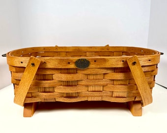 RARE Vintage Peterboro Basket Co. Set of 2 Baskets, Large Footed