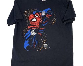 Vintage 1996 Spider Man Black XL T-Shirt Single Stitch Hems EXCELLENT Condition, Rare Spider-man Vintage T-Shirt Black, Extra Large