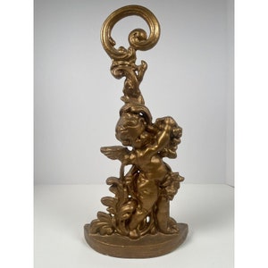 HEAVY Metal Iron Cherub Door Stop Holder Angel Vintage Shabby Chic Victorian