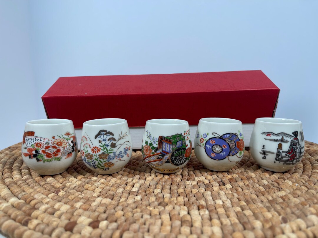 Vintage Boxed Set of 5 Japanese Sake Cups Shot Cups Shot Etsy