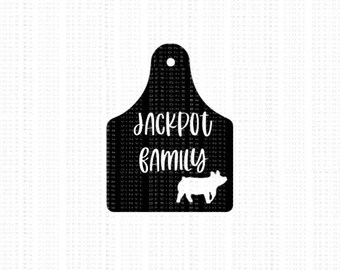 Jackpot Family Ear Tag w/ Show Livestock-Ear Tag-Vinyl Decal-Name Decal-Personalized Decal- Custom Orders-Personalized Name Stickers