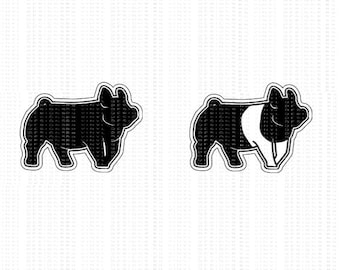 Show Pig Stickers-Hampshire Sticker-Show Pig Sticker- Tack Box Sticker- Water bottle Sticker- Tumbler Sticker-Black & White Show Pig Sticker