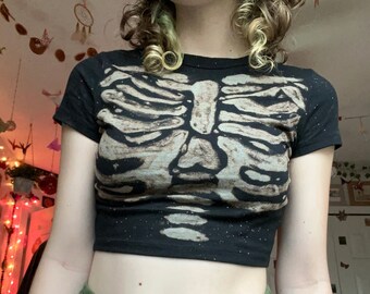 Ribcage Bleach Dye CROPPED Custom T-Shirt