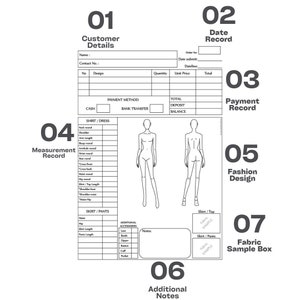 Body Measurement Printable Sewing 