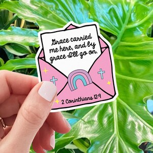 Pegatina motivacional con carta de afirmación cristiana, bonita pegatina de salud mental, carta de gracia, calcomanía holográfica impermeable, regalo para ella