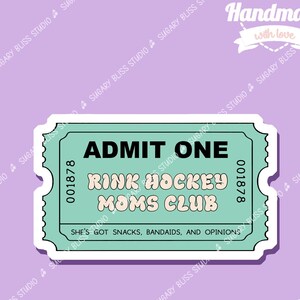 Roller Skater Mom Ticket Stub Aufkleber Aufkleber für Skater Moms Rollhockey und Rink Hockey Ball Sport Geschenk für Mama Pink Blau Wasserdicht