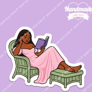 Adesivo de leitura para amantes de livros, adesivos de leitura, princesa negra, leitura, fãs de romance e ficção, presente perfeito para amantes de livros