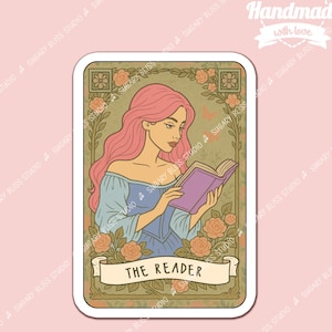 Adesivo de leitura artesanal para bibliófilos, adesivo à prova d'água para meninas e mulheres que leem, decalque para garrafas de água, capa de Kindle, adesivo fofo