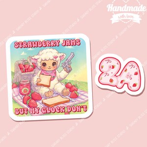 2nd Amendment Sticker Set Strawberry Jams But My Glock Don&#39;t Cute Funny Patriot Sticker Gift Humor Gift Cute Waterbottle Sticker Decal