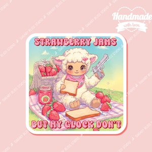 2e amendement sticker aardbeienjam maar mijn Glock don't leuke grappige patriot sticker cadeau voor moeder humor cadeau schattige waterfles sticker sticker