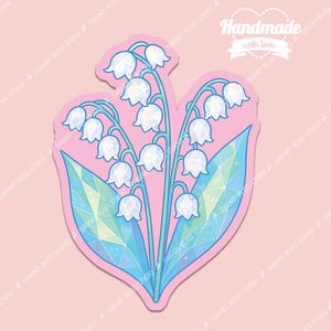 Adesivo de lírio do vale feito à mão, lindo decalque floral para diário, scrapbooking, presente, botânico, natureza, estética, cottagecore, amante de flores