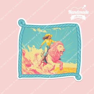 Sticker brillant cow-girl Lion cavalier pour les amoureux des animaux, joli cadeau cow-girl, cadeau autocollant cow-girl du Sud, cow-girl noir