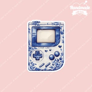 Retro gameboy sticker cadeau gamer meisje gaming sticker sticker voor gezellige gamers Delfts blauwe sticker cadeau nostalgie sticker Y2K video gamer sticker