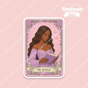 Adesivo de leitura artesanal para bibliófilos, adesivo à prova d'água para meninas negras, decalque para garrafas de água, capa para Kindle, adesivo fofo