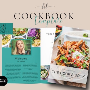 Turquoise Cookbook Template| Recipe Book | Booklet | Stylish Modern Recipe Template | Canva Templates | Aesthetic Template Book | Themed