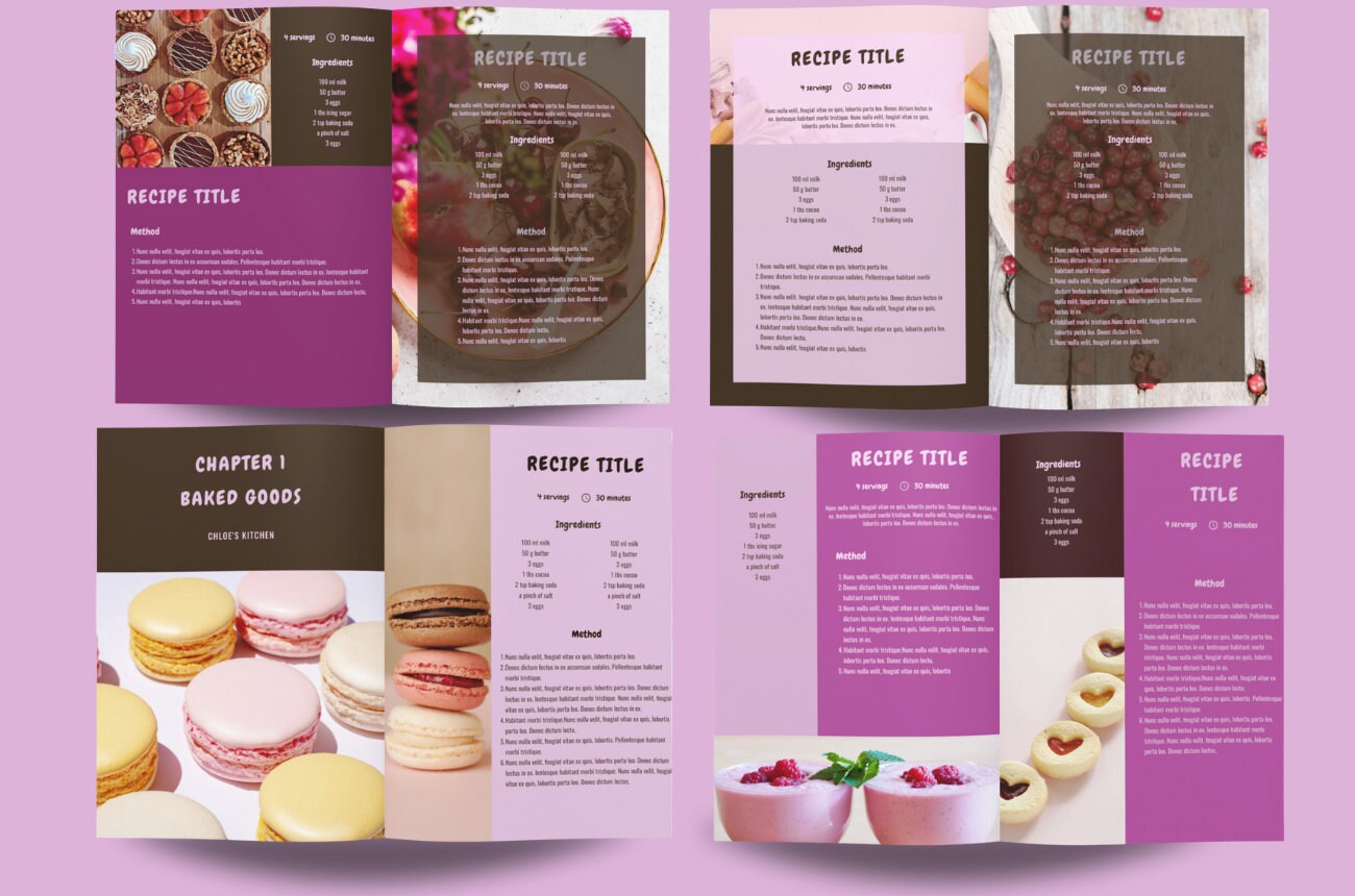 Pink Cookbook Backround Pink Cookbook Template: Editable Recipe Book (canva) - Etsy