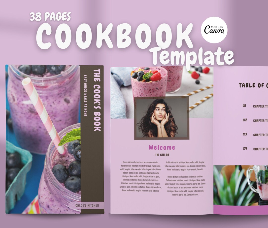 Pink Cookbook Backround Pink Cookbook Template| Editable Recipe Book Template | Printable ...