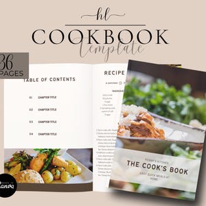 Modelo de livro de receitas clássico | Livro de receitas | Livreto de creme | Modelo de receita fofo e estiloso | Modelos Canva | Livro de modelo estético | Editável