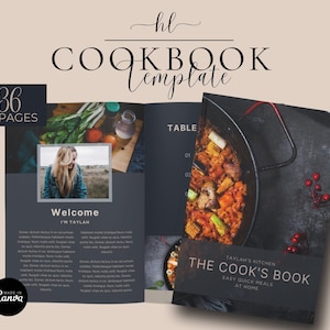 Editable Canva Cookbook Template | Modern Digital Recipe Book | Printable Family Recipe Binder | Customizable Aesthetic Design | DIY Gift
