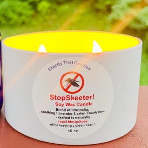 StopSkeeter- 10oz 2-Wick Citronella Soy Candle | Aromatherapy | Natural Insect Repellent | Handmade Outdoor Candle |