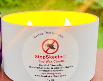 StopSkeeter - Bougie de soja à 2 mèches de 10 oz à la citronnelle | Aromathérapie | Insectifuge naturel | Bougie d'extérieur faite main |