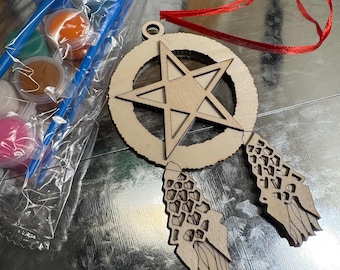 DIY Parol Ornament Kit - Lasergeschnittene filhilippinische Holzlaterne mit Farben & Pinseln