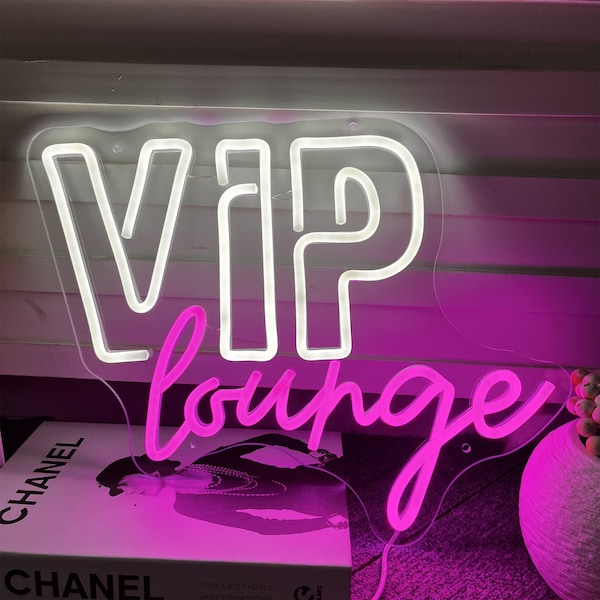 VIP Lounge Neon Schild, LED Neon Schild Schlafzimmer, LED-Leuchtschild mit USB-Stromversorgung für Bar, Partydekoration, Heimdekoration