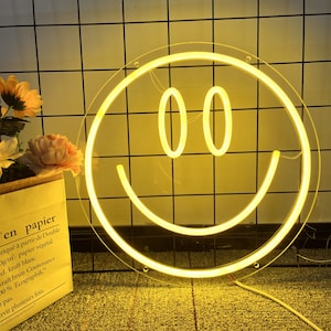 Enseigne au néon Smiley, Led pour chambre à coucher, Enseigne au néon alimentée par USB 5 V, Décoration de fête de mariage pour chambre d'enfant, Décoration d'intérieur, Cadeau pour lui