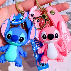 Disney Stitch Key Chains Cartoon Cute 3D School Bag Pendant Child Party  Gift Birthday Pendant