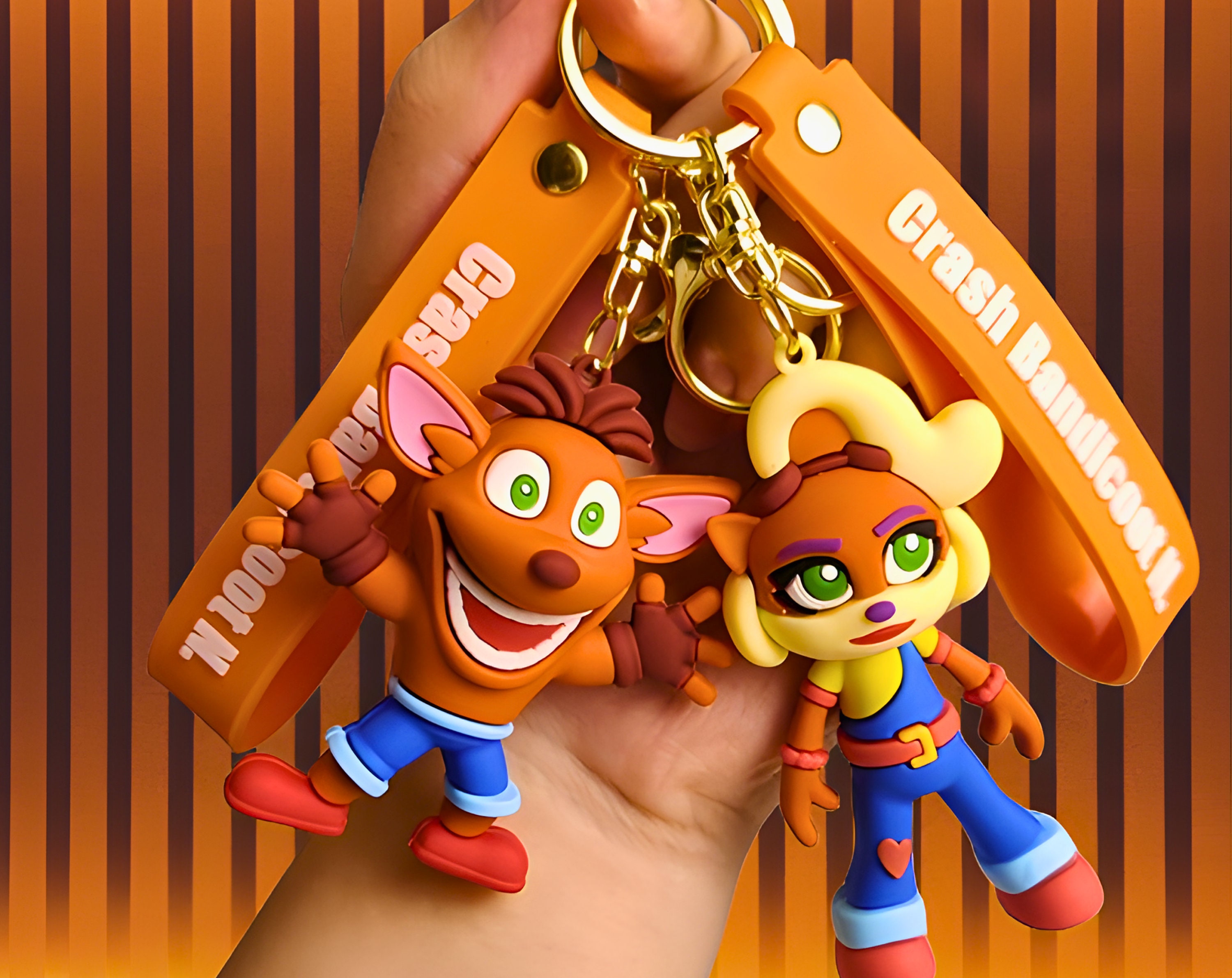 Crash Bandicoot Keychain Handcrafted Gamer Charm Unique Key