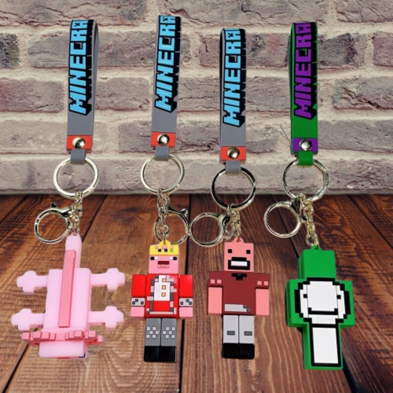 Handcrafted Minecraft Keychains Pixelated Charm, Perfect for Backpacks