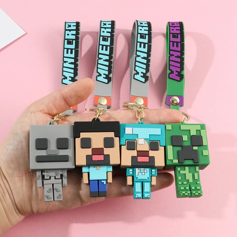 Minecraft Keychains Handmade Pixel Art Accessories Perfect Etsy