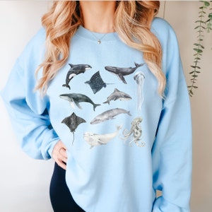 Beachy Sweatshirt Beach Crewneck Ocean Animal Shirt Biology Shirt Orca Whale Shirt Coconut Girl Clothes Coconut Girl Shirt Beachy Shirts