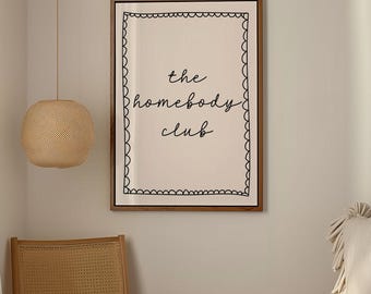 The homebody club Art Print (Digital Download) Neutral Minimalist Trendy Home Wall Decor