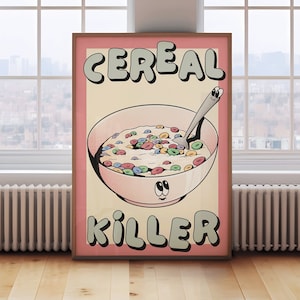 Cereal Killer Art Print | Funky Cereal Print, Retro Kitchen Print Kitchen Decor Kitchen Wall Art Kitchen Poster, Breakfast Club Art Print
