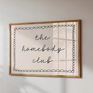 Kunstdruck „Homebody Club“ | Retro-minimalistische Wanddekoration für Eingangsbereich/Flur (Digitaler Download)