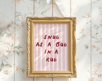 Retro Pink Stripes Nursery Art Print | Cozy Baby Girl Room Decor (Digital Download)