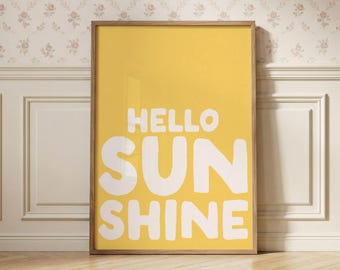 こんにちは、太陽！アートプリント｜黄色い子供部屋用ジェンダーニュートラルな壁飾り（デジタルダウンロード）