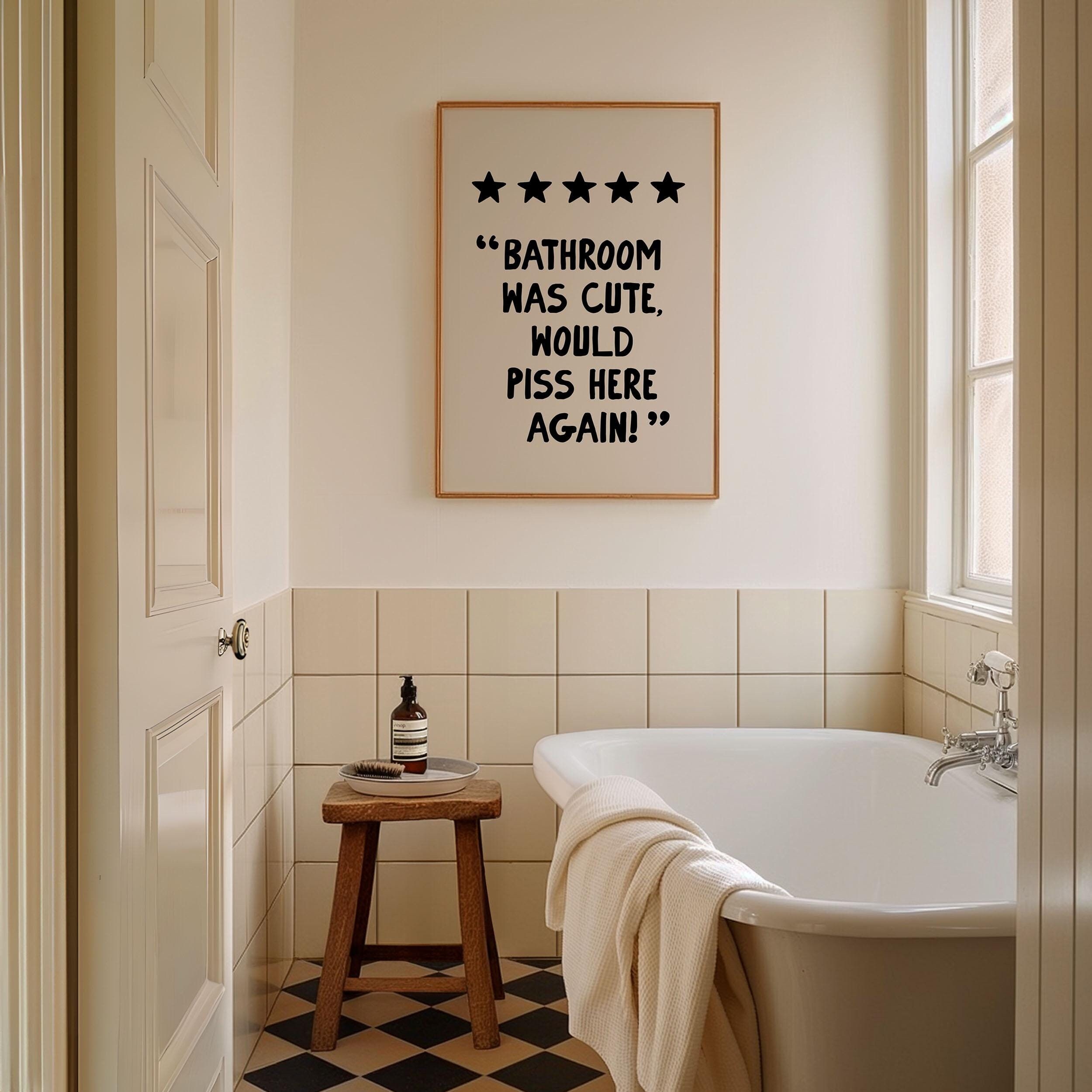 Cartello divertente per il bagno, decorazione rustica per il bagno, divertente decorazione da parete per la casa, graziosa decorazione da parete per