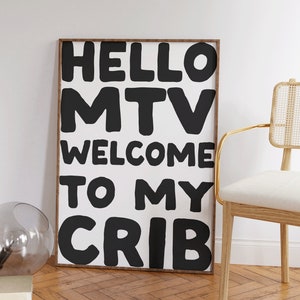 Hello MTV welcome to my krippe Kunstdruck | Preppy Wohnung Kunst Poster, trendige coole Wohnung Kunst Wohnheim Dekor cool Wohnzimmer Kunst Dekor