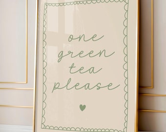 Groene thee afdrukken, a.u.b. | Retro salie keukendecor (digitale download)