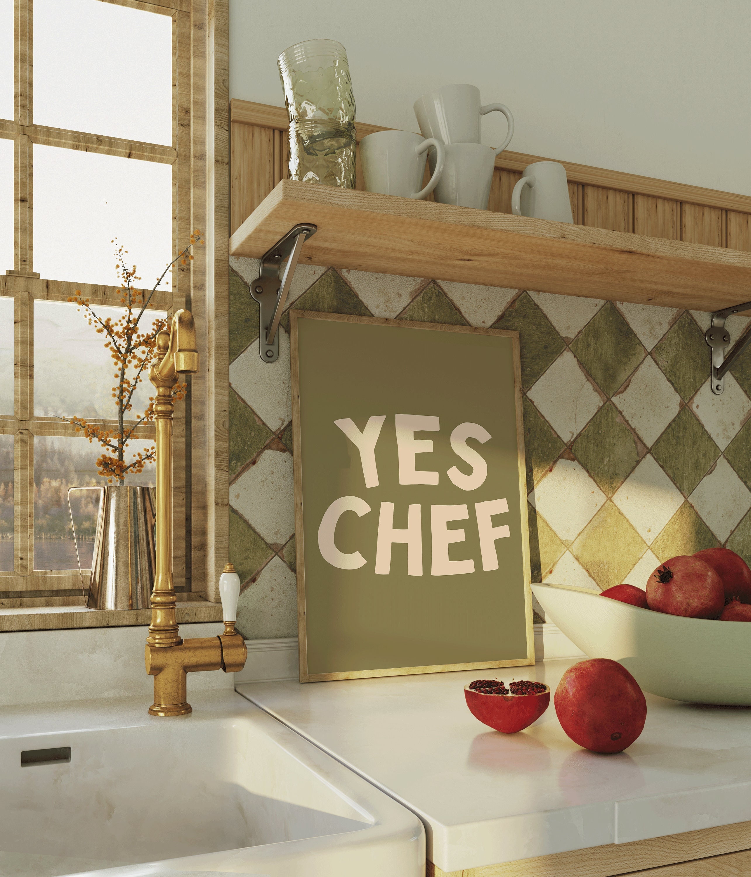 Yes Chef Art Print | Retro Olive Green Typography Kitchen Print Kitchen  Decor Kitchen Wall Art Kitchen Poster Yes Chef Restaurant Cook Art - Etsy, image size:2571x3000