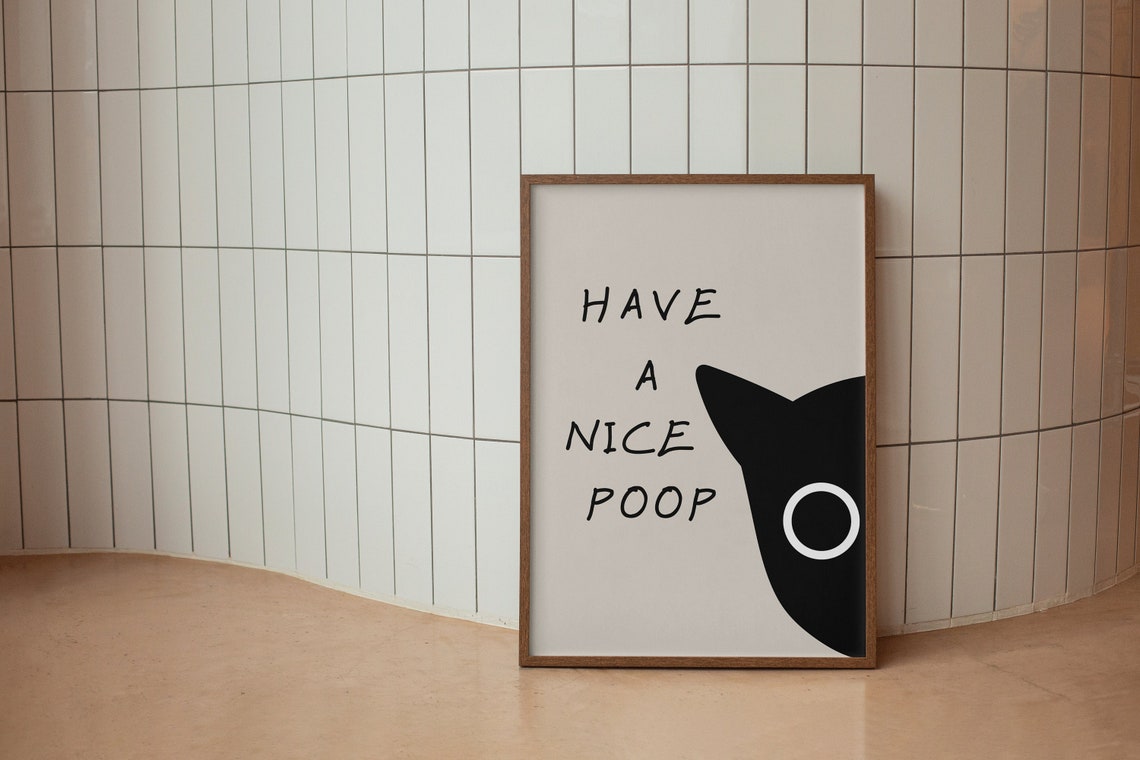 Have a Nice Poop Art Print | Funny Black Car Bathroom Art, Aesthetic ...