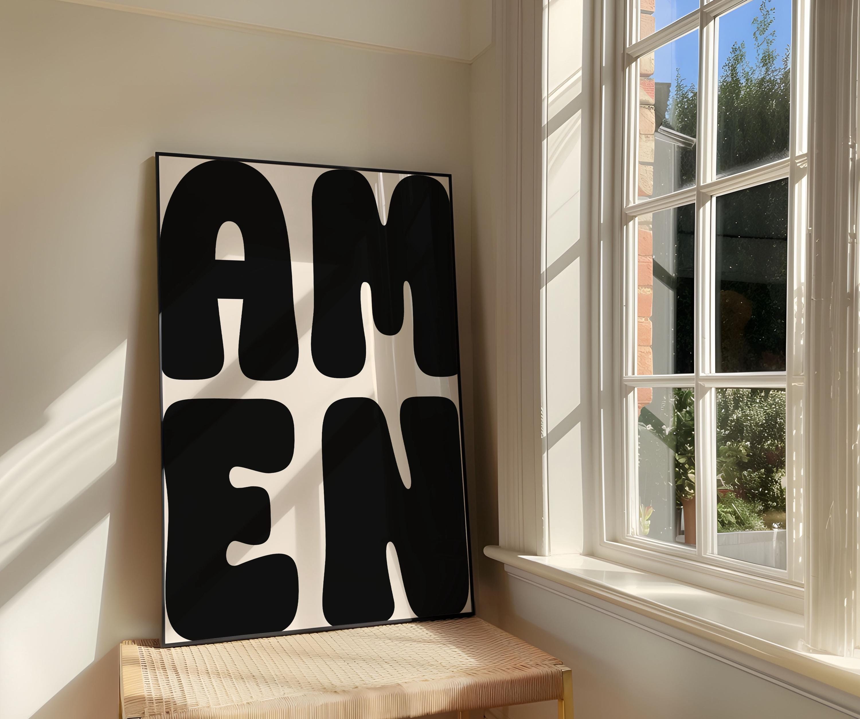 Amen Print | Retro Bold Typography Black Christian Wall Art
