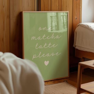 One Matcha Latte Print | Retro Minimalist Sage Green Kitchen Decor (Digital Download) image 6