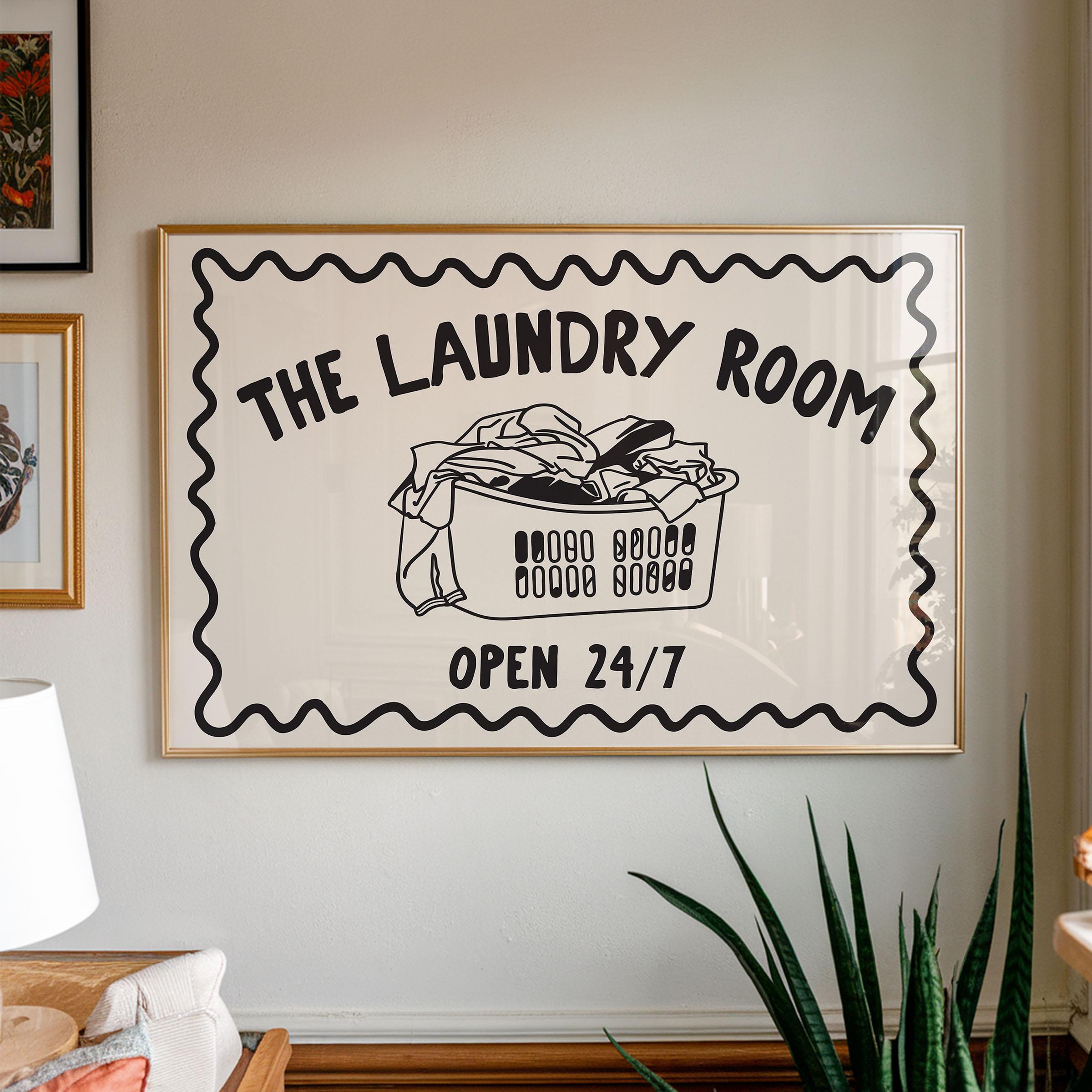 Laundry Room Art Print | Retro Black and Cream Decor (digital
