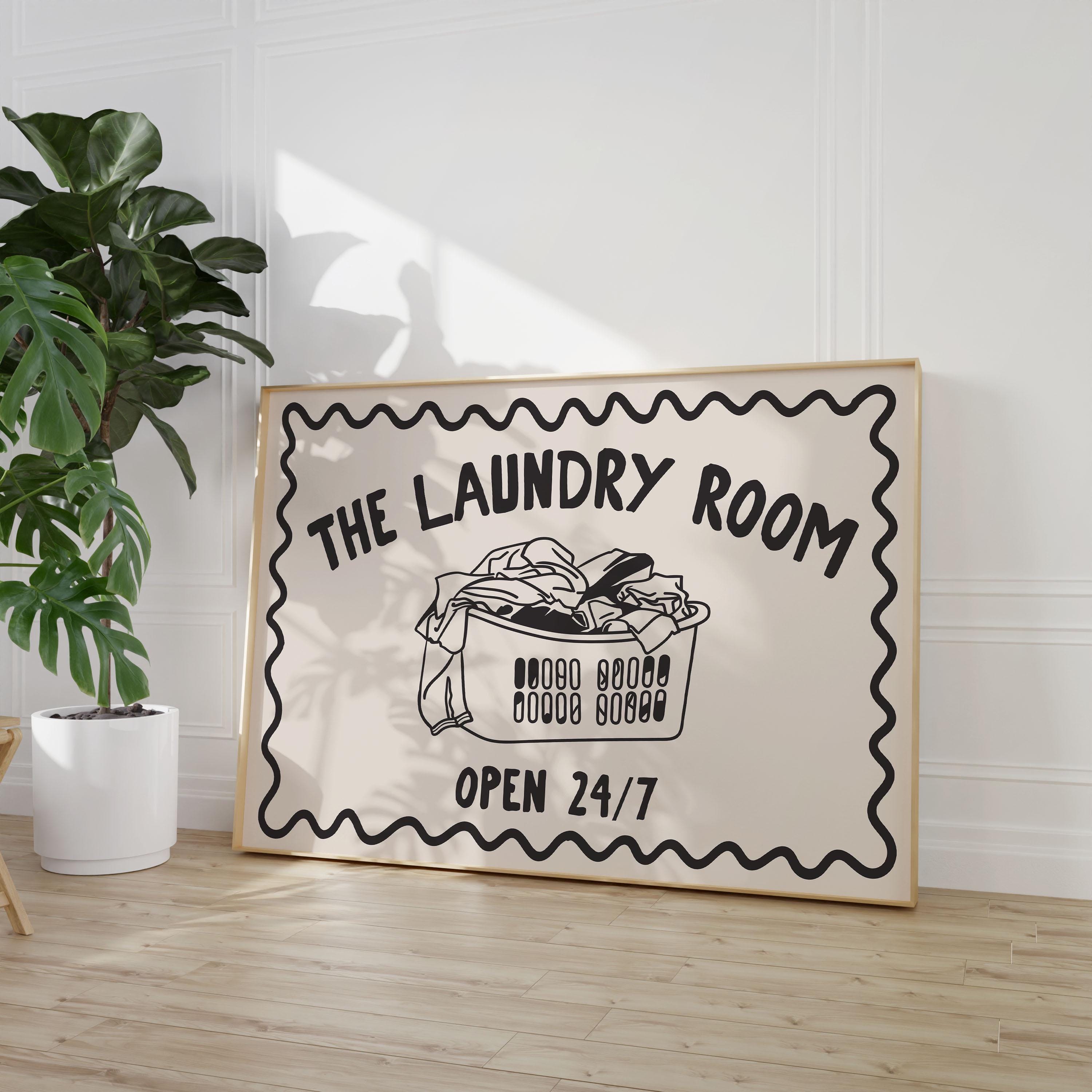 Laundry Room Art Print | Retro Black and Cream Decor (digital Download ...