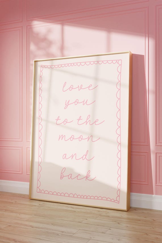 Love You to the Moon and Back Print | Pastel Pink Nursery Decor