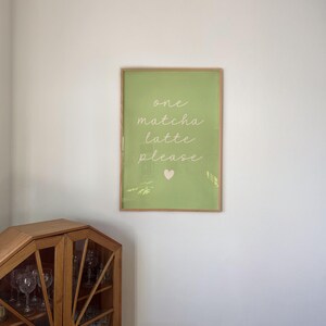 One Matcha Latte Print | Retro Minimalist Sage Green Kitchen Decor (Digital Download) image 8