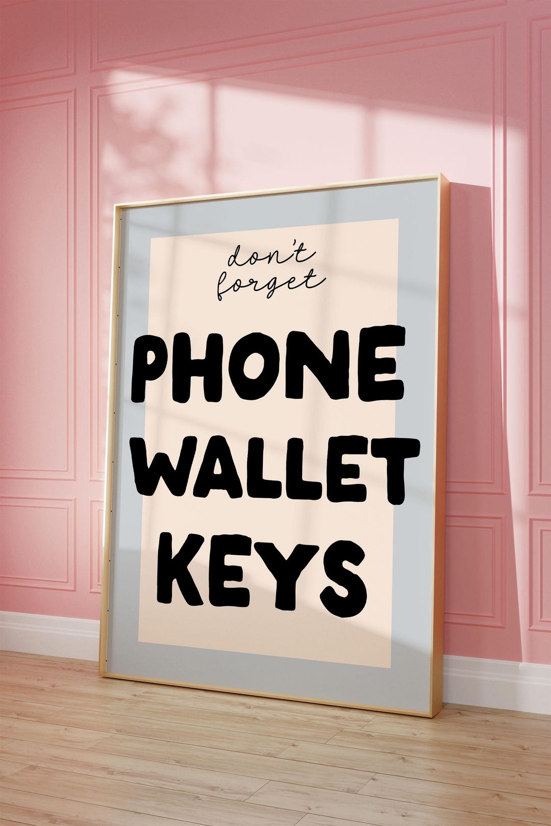 Phone Wallet Keys Reminder Art Print | Entryway Decor (digital Download ...